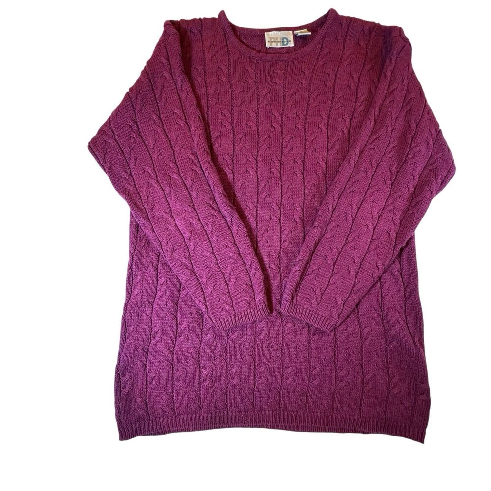 Cable Knit Paul Harris Design (PHD) Large Red Burgundy Ribbed Sweater Women L